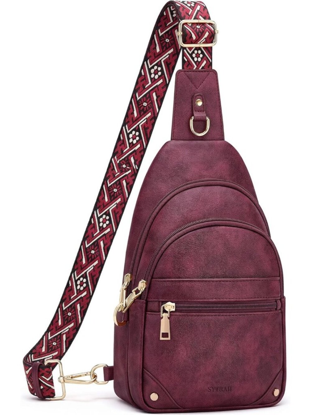 Women's Red Anti Theft RFID Travel Sling Purse Secure Crossbody Bag